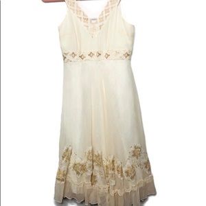 Dress Cacharel romantic sleeveless ivory layered lined 36/US 6 Silk